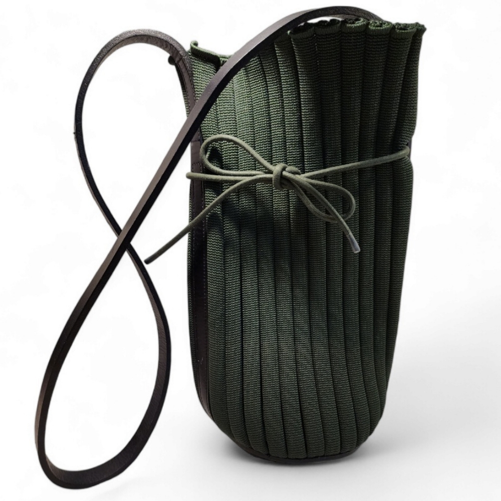 Olive Green Ribbed Crossbody Bag